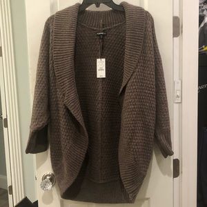 EXPRESS BROWN KNOT CARDIGAN WITH SHAWL COLLAR